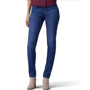 Lee Pull On Sculpting Jeans Slim Fit Slim Leg Mid Rise Blue Denim 14 Long 34x32